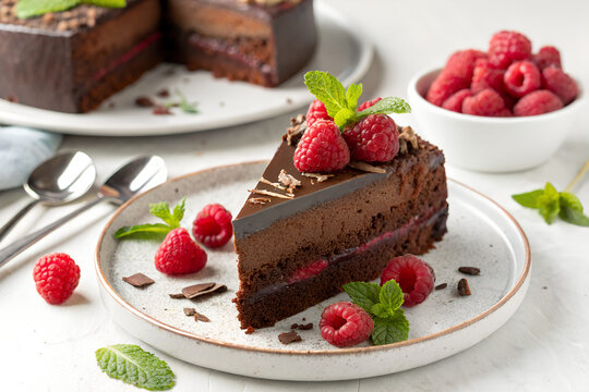chocolate cake with strawberries