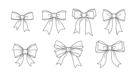 Collection of decorative bow illustrations for crafting and design projects