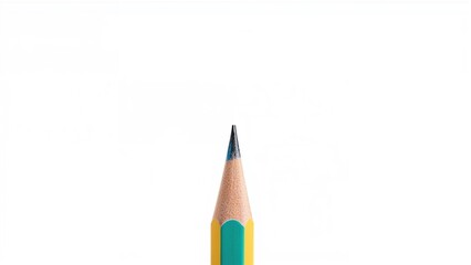 Colored Pencil with Yellow and Blue Barrel and Sharp Tip Isolated on White Background