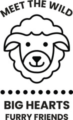 A black and white image of a sheep with a smiling face