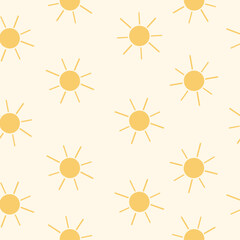 Hand-drawn sun seamless print design. Vector illustration design for fashion fabrics, textile graphics, and prints