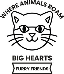 A cat logo with the words Big Hearts Furry Friends