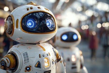 Financial hub futurism: ai and robots oversee stock trading. Financial hub. Fluctuating stock graphs and currency values in real-time broadcast. Daily impact. Stock broadcast.