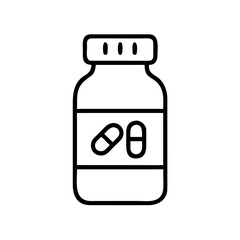 Fototapeta premium Bottle of pills with capsules for medication in minimalist style 