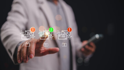 Optimize Email Marketing Person Reaching For Digital Communication Icons, Boosting Click-Through...