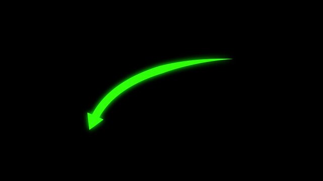 a glowing orange curved arrow pointing downward on a black background. The arrow conveys decline, decrease, or downward movement, often used in visuals related to loss, reduction, or negative trends.