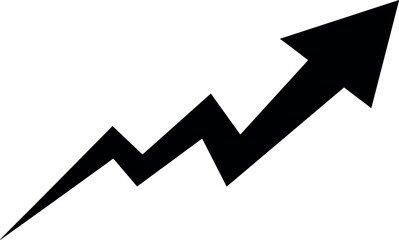 black growth graph with arrow on transparent background