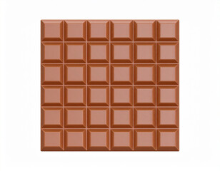 Fototapeta premium A high angle view of a delicious milk chocolate bar featuring a square grid isolated on white background