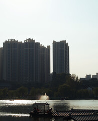 Lake in Xingqing Park, Xi'an, China nature landscapes