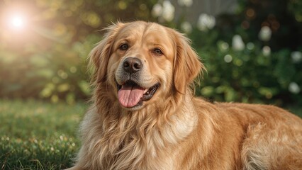 Charming golden retriever soaking up the sun's rays