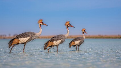 Water-dwelling crested cranes