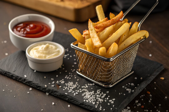 french fries and ketchup