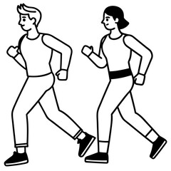 Joggers line art vector