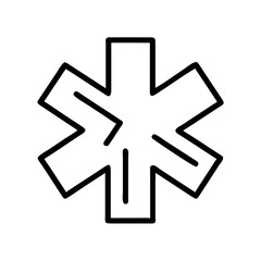 Fototapeta premium Star of Life icon in simple black outline design 