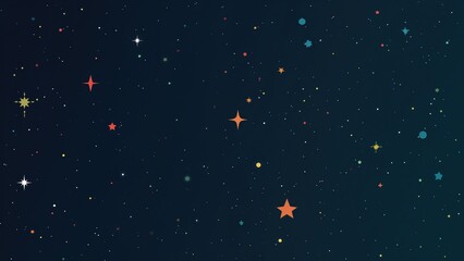 Fototapeta premium Colorful star-themed modern abstract illustration set against a green and dark blue vertical backdrop. Stylish design for marketing use.
