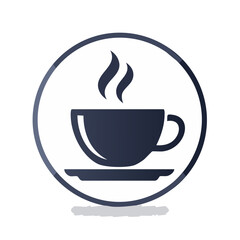 Obraz premium Steaming Hot Drink Silhouette: Coffee Cup Icon in Circle Graphic