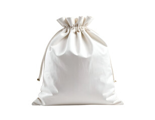 Obraz premium Simple empty white cloth bag with a cinched opening presents a clean and versatile design.
