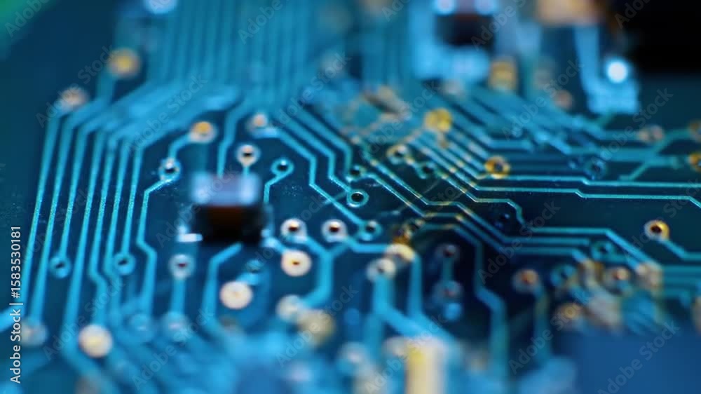 Poster turquoise circuit board pattern close up tech computing system background