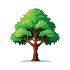 A vibrant green oak tree with abundant foliage and branches stands isolated, representing growth and nature's serene environment