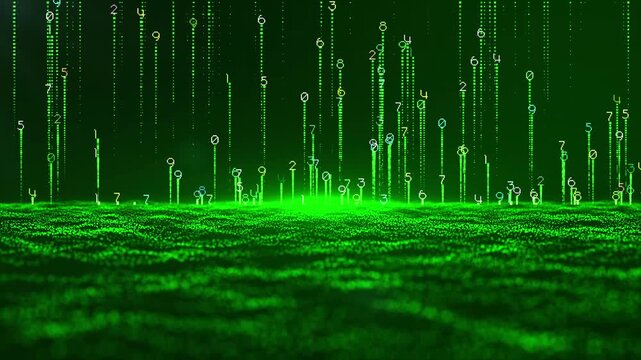 Digital Matrix Technology Binary Code Green Background