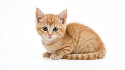 Obraz premium Sweet small orange tabby feline isolated on a white surface