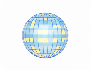 Obraz premium A stylized disco ball illustration in a minimalist design featuring blue and yellow geometric squares on a white background