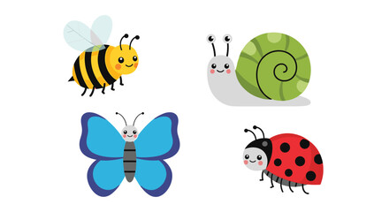 Charming collection of cute garden insects and creatures for educational projects and decoration