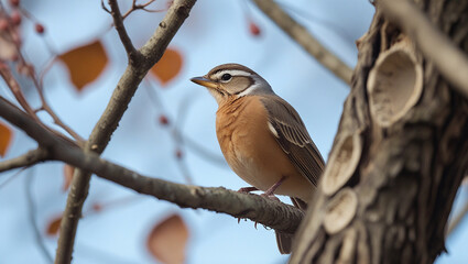 Close-up of bird perching on tree