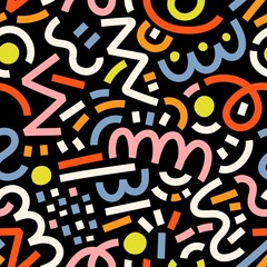 90's Memphis seamless pattern for social media post, colorful shade design