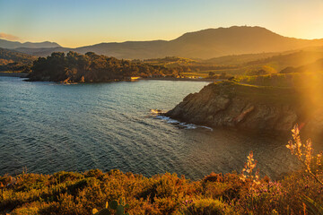 Customs Path between Banyuls-sur-Mer and Cap Béar.
Landscape of the Mediterranean Sea in the rocky...
