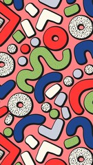 Naklejka premium Seamless Memphis pattern phone wallpaper, aesthetic colorful design
