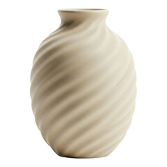 Elegant beige ceramic vase with spiral design, showcasing craftsmanship against a soft backdrop