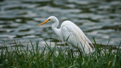Obraz premium Macro shot of a small white wading bird