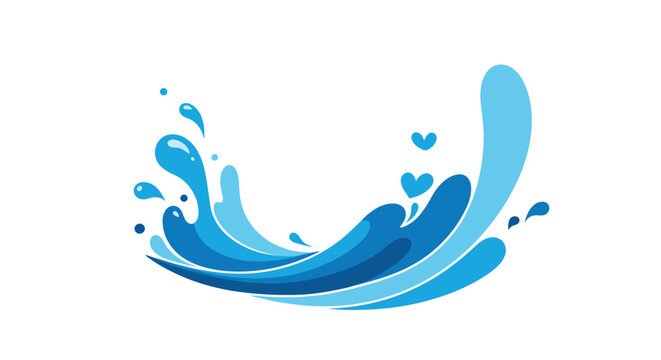 Vibrant blue water splash waves with hearts motion graphics