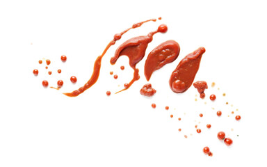 Red tomato paste sauce smear on transparent background