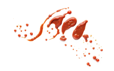 Red tomato paste sauce smear on transparent background