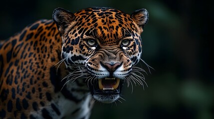 Naklejka premium Fierce roar of a its sharp fangs bared in territorial anger