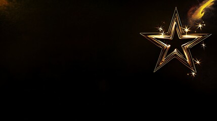 Golden star on dark background