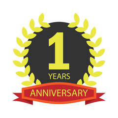 Celebrating one-year anniversary with a laurel wreath isolated on white background