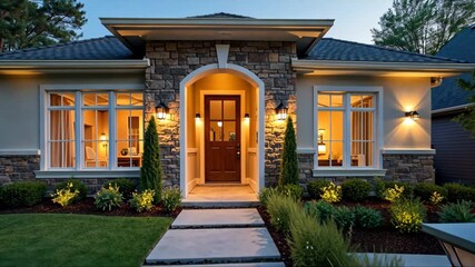 A real estate property with a well-designed facade and inviting entrance, attracting potential home buyers and investors.