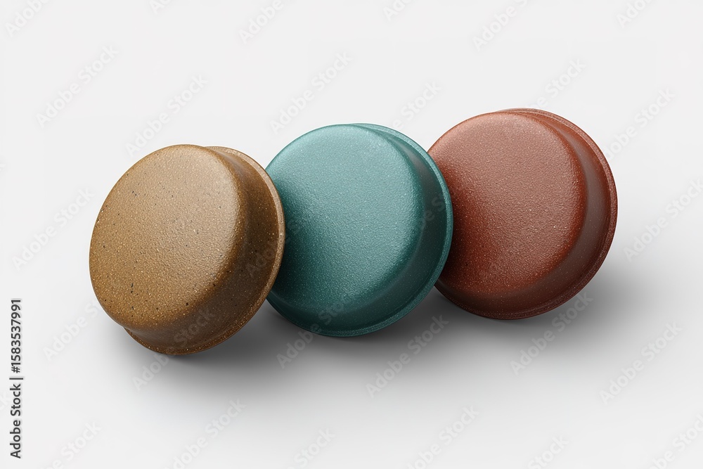 Aufkleber unique round colored objects arranged neatly showcasing artistic design and texture for visual appea