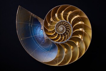 Obraz premium Chambered nautilus shell with spirals