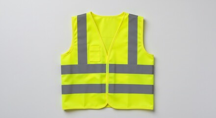 Bright yellow safety vest glows under soft light providing high visibility protection. AI Generated