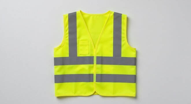 Bright yellow safety vest glows under soft light providing high visibility protection. AI Generated