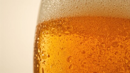 Macro view of beer poured into a glass