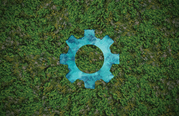Eco friendly Green industry concept. 3d rendering of green factory,