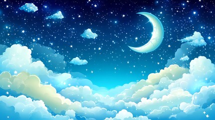 Night sky with clouds and moon