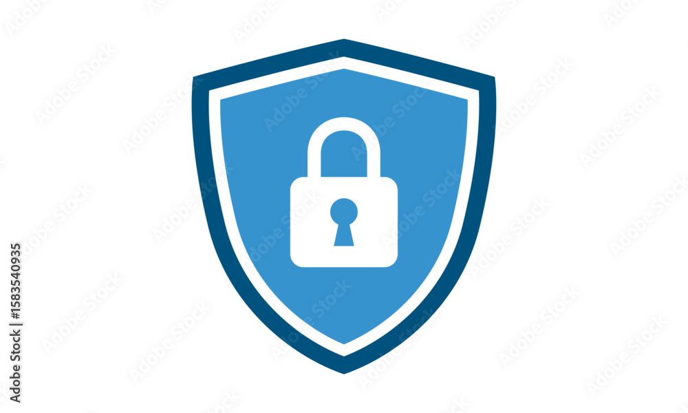 Fototapete secure internet icon. protective shield sign digital security with the image of a padlock. symbol se