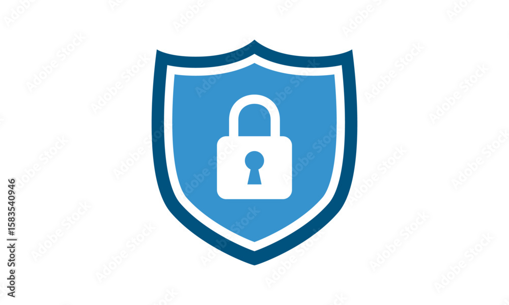 Fototapete secure internet icon. protective shield sign digital security with the image of a padlock. symbol se