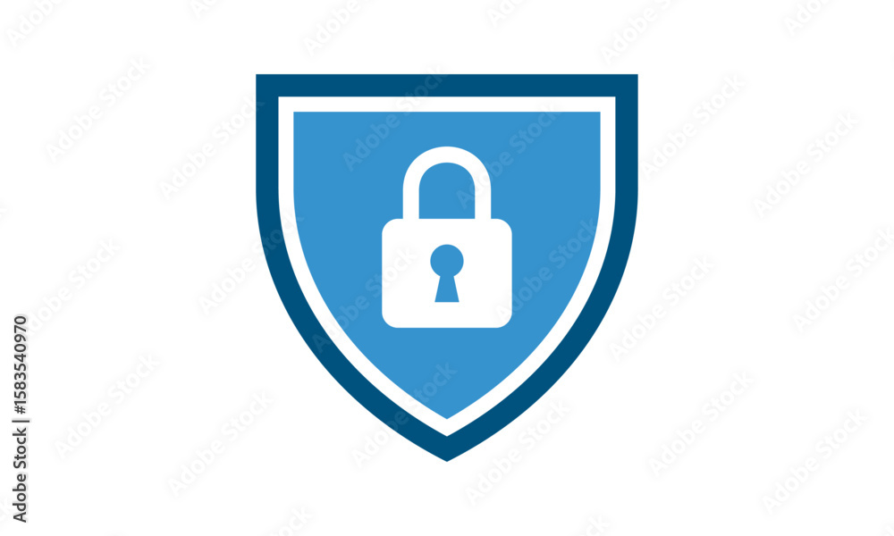 Fototapete secure internet icon. protective shield sign digital security with the image of a padlock. symbol se